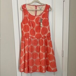 LC Lauren Conrad Vibrant Coral Floral Mini Dress